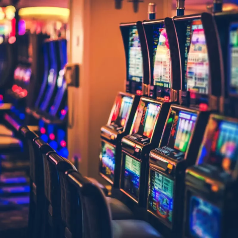 Bright screen with winning icons in a warm casino room — the draw of BK66 games in BD.